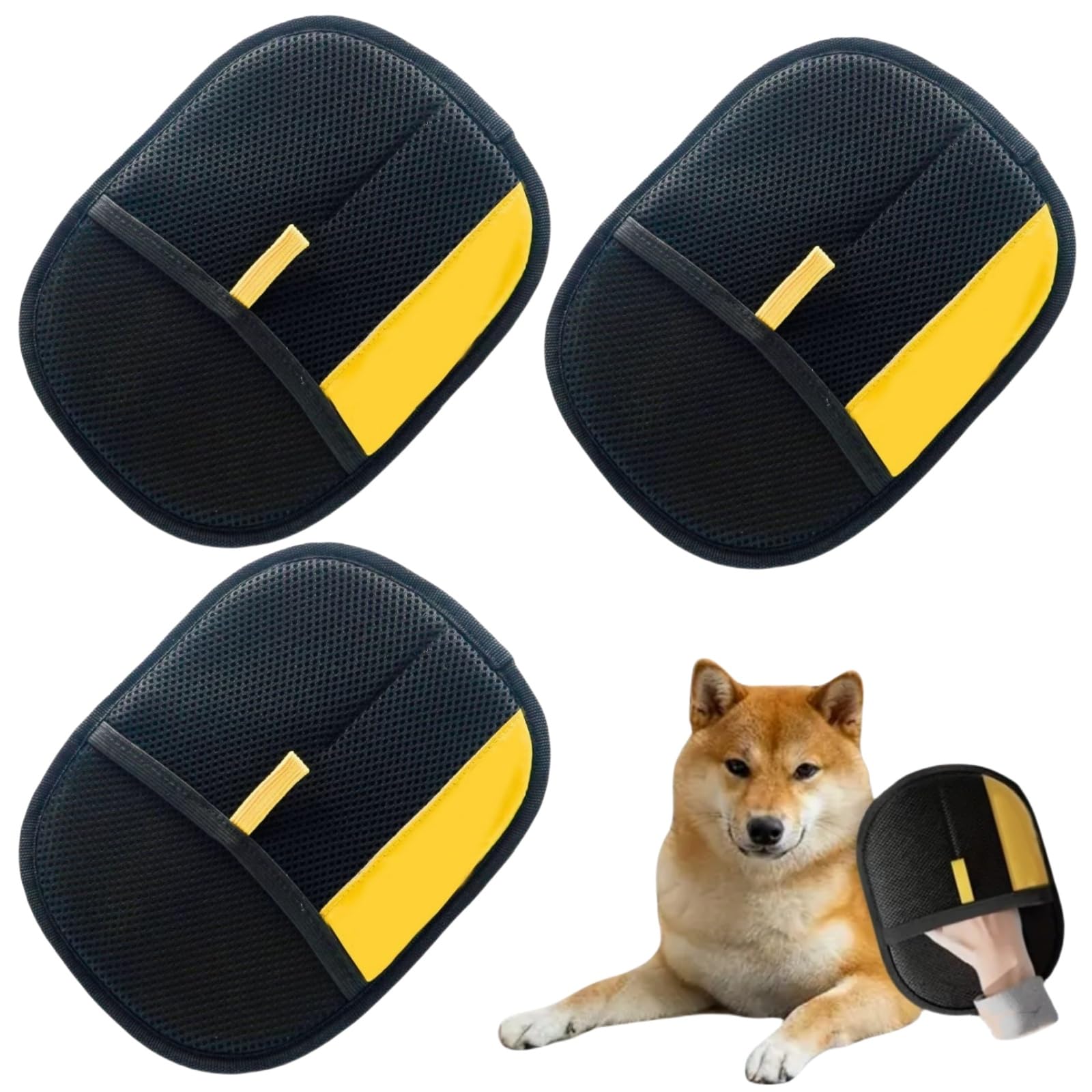 3PCS Pet Hair Remover Gloves,Sta/tic Removal Gloves Pet Hair,Double-Sided Pet Grooming Gloves,Pet Sta/tic Hair Removal Gloves,Double-Sided Reusable Electrosta/tic Gloves for Pets,Dog Washing Gloves