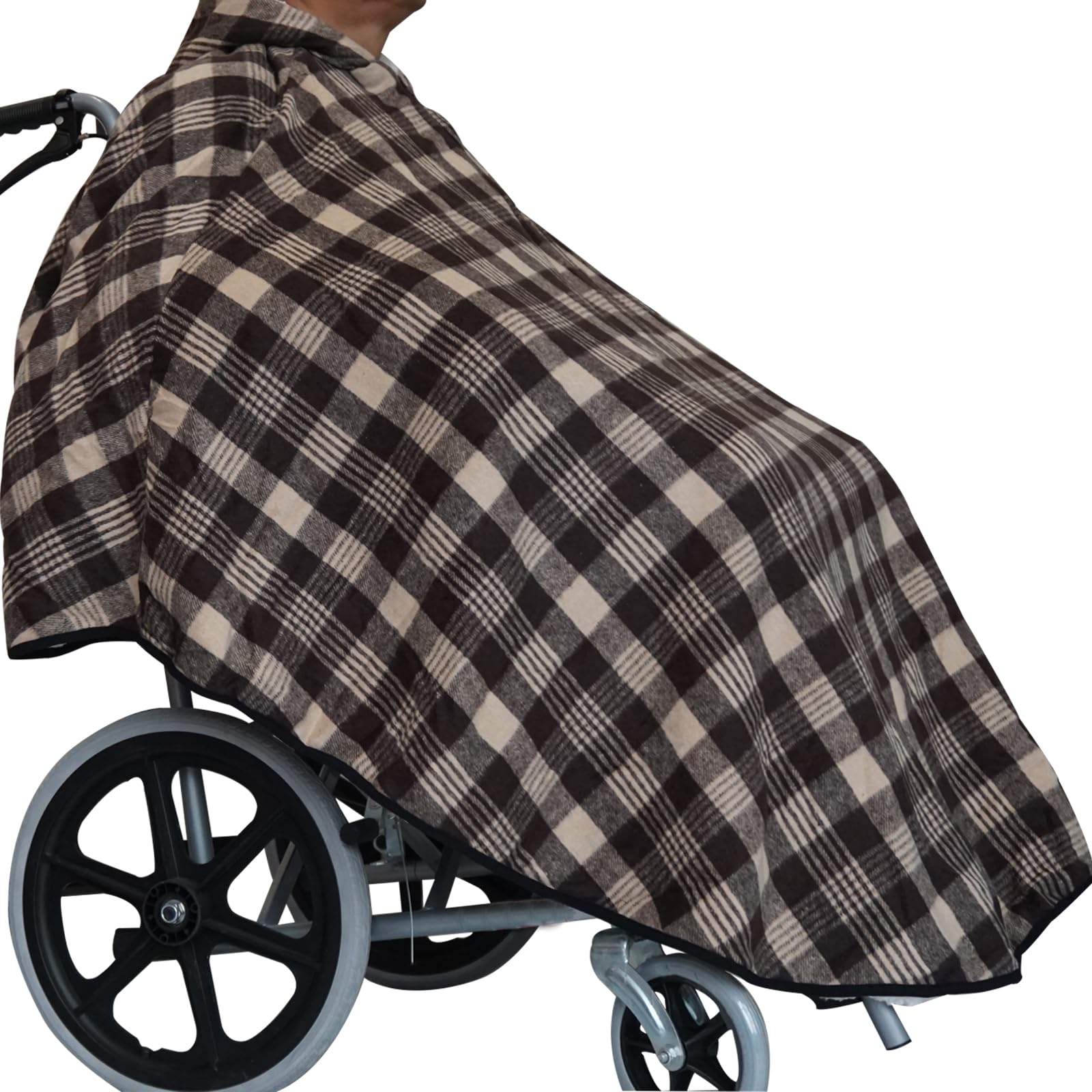 Manta de forro polar con capucha para silla de ruedas, manta térmica de cuerpo entero para adultos, manta ligera de invierno para sillas de ruedas (marrón)