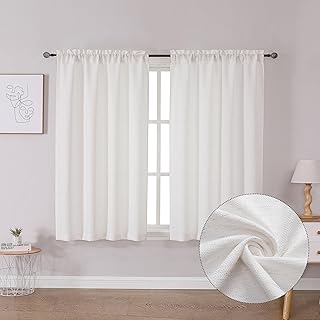 Lecloud Bessie Curtains 45 Inch Length 2 Panels Set, Light Filtering Fau...