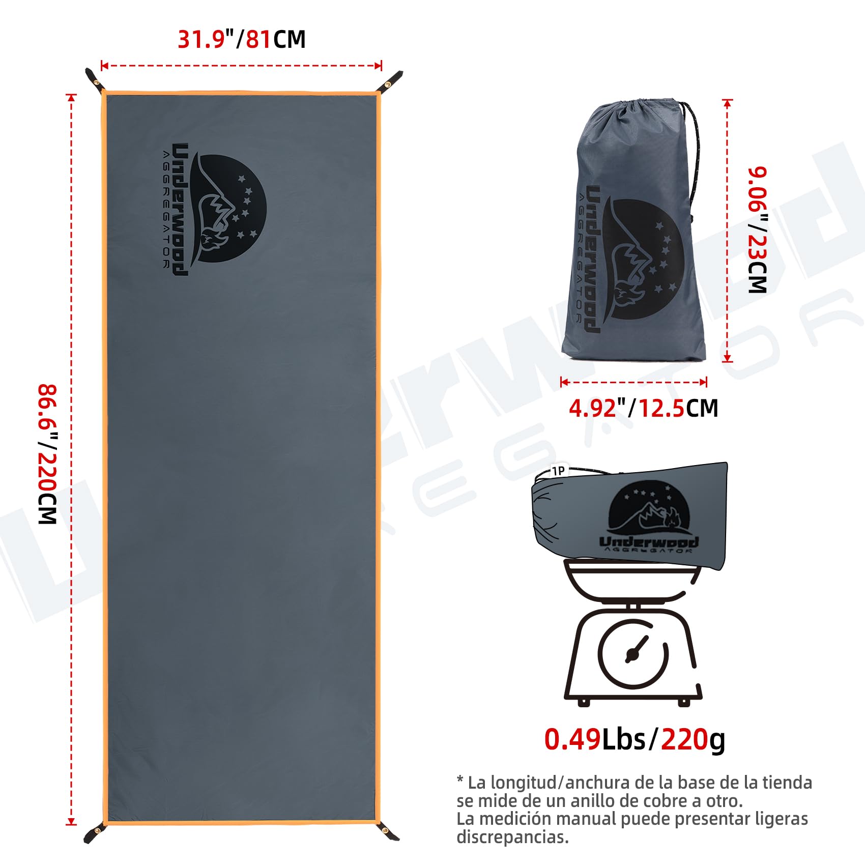 Lona Impermeable Multiusos y Lona para el Suelo, Resistente, Ultraligera, para Camping, Senderismo, Picnic, toldo, Incluye Bolsa de Almacenamiento