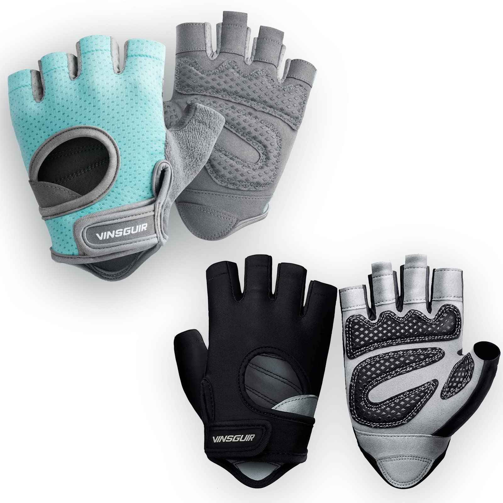 VINSGUIRWorkout Gloves Black (L) and Women Blue（M）