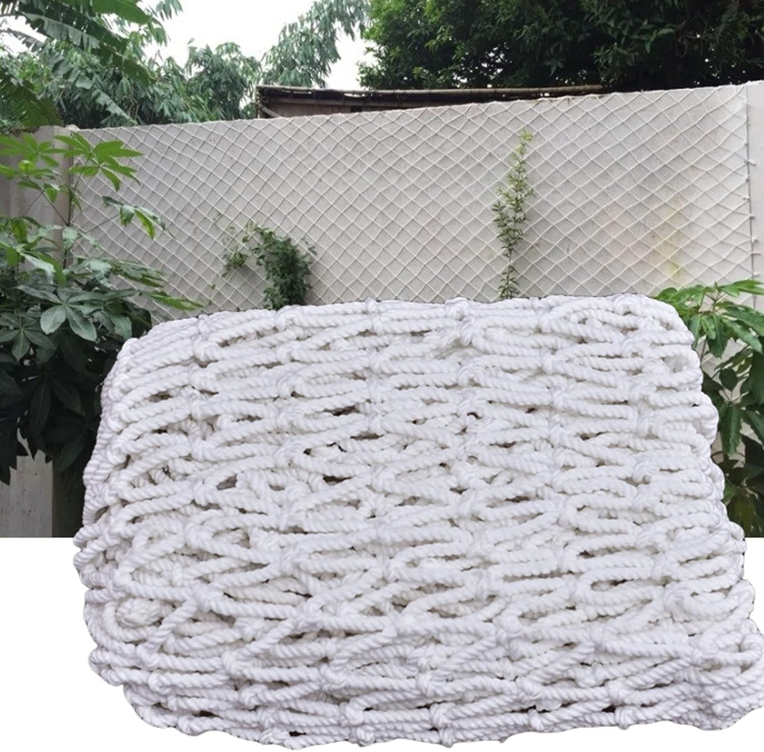 Children's Safety Net for Balcony Railing & Stairs - Anti-Fall Mesh Protection, 2m x 5m, White, Ideal for Plant Climbing, Outdoor Decor, Construction Safety