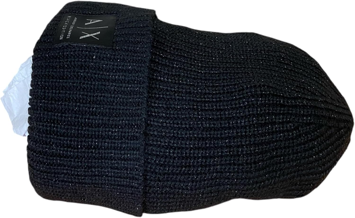 Armani Exchange Women's Logo Beanie Hat, Black, One Size - Image 5