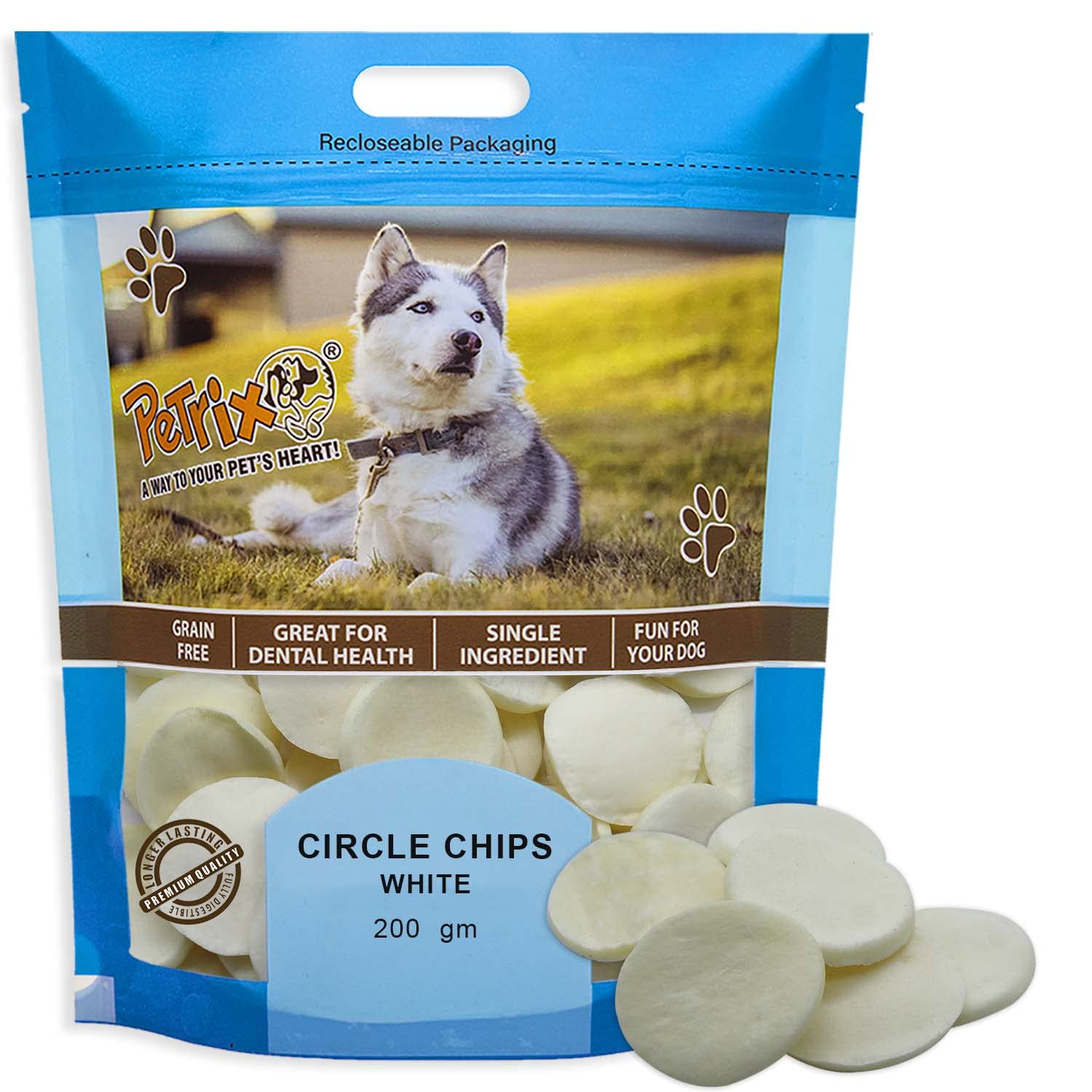 Petrix Rawhide Circle Chips Dog Chew- 200g, for Healthy Teeth and Gums | All Life Stages & All Breeds-Dog Treats