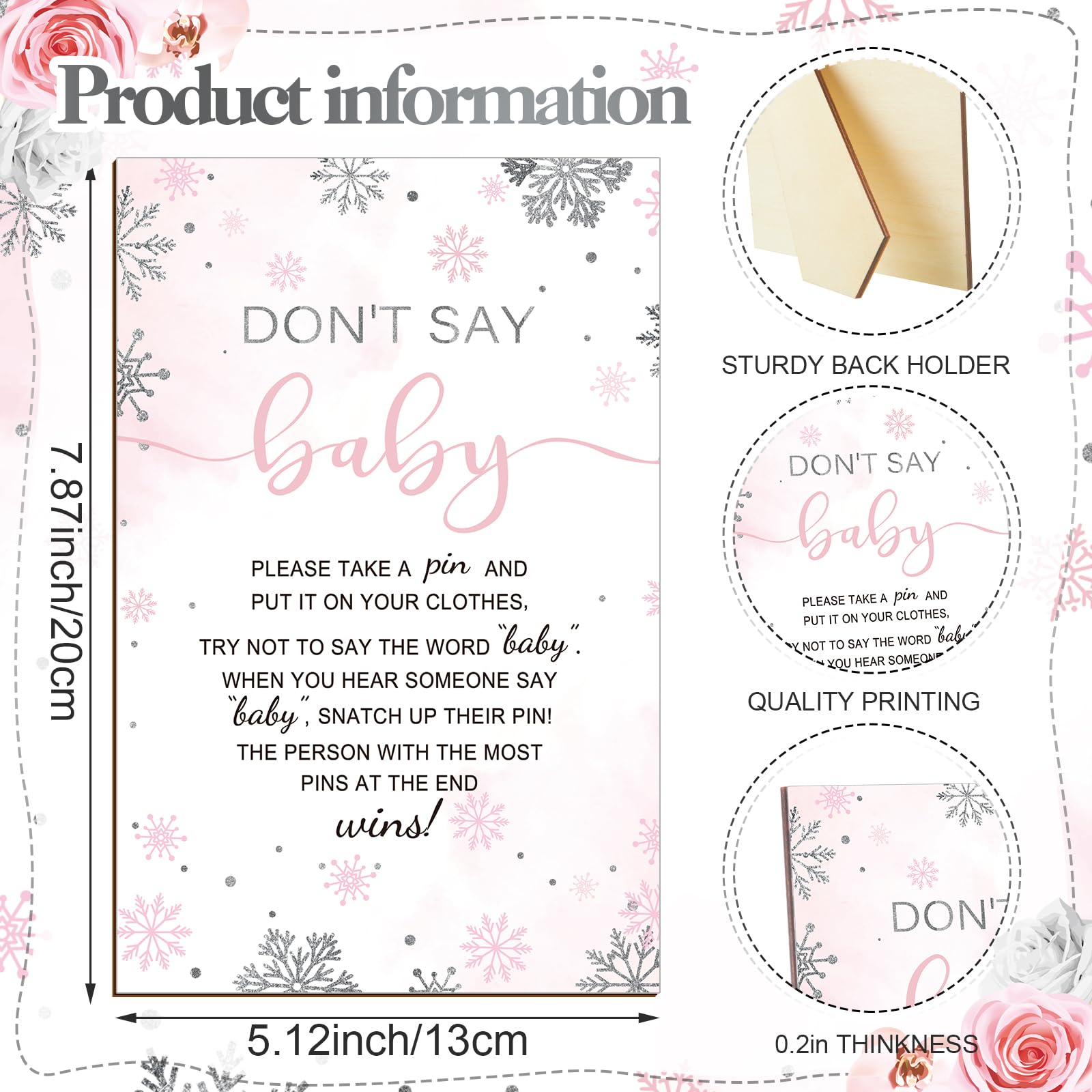 Patelai Baby Shower Game Supplies Set - 321 Pcs With Don't Say Baby Sign, Cards, Clothespins & Pencils