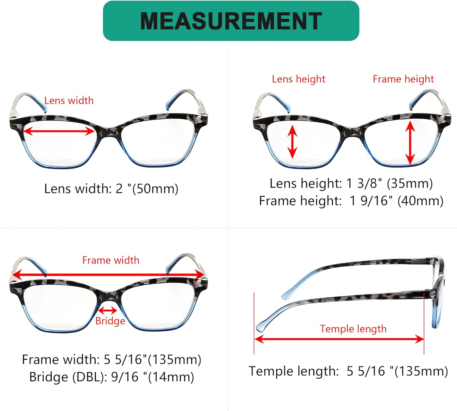 Eyekepper 5 Pack Reading Glasses Women Cat-eye Readers Stylish Tortoise Reading Eyeglasses