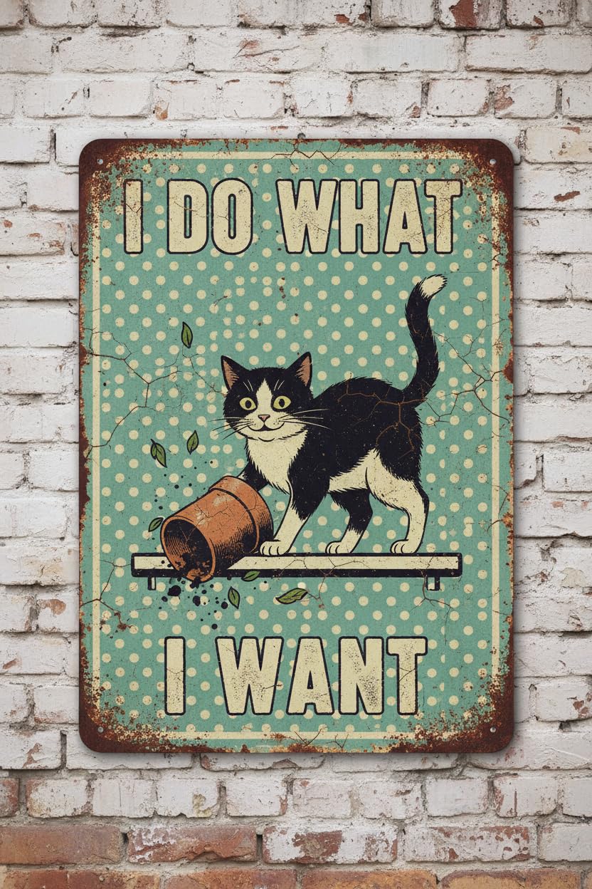 Black Cat Decor I Do What I Want Tin Sign Art Vintage Funny Bathroom Garden Home Decor 8x12 Inch Signs Aluminum Plates Printed