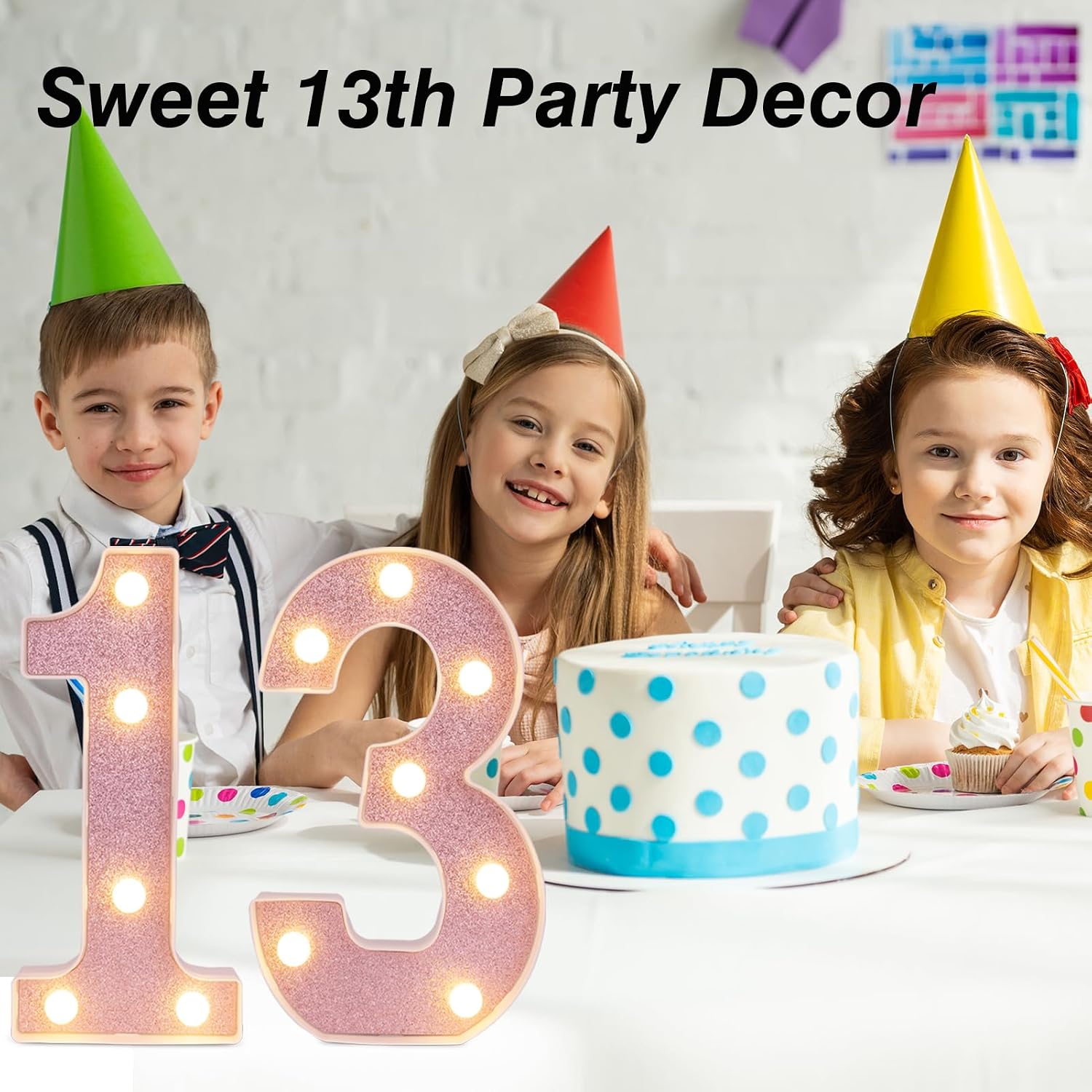 LED Marquee Numbers, Small Light Up Numbers for Party, 8.58 Inch Battery Powered Lighted Number for Birthday, Night Light, Table or Home Decor (Pink Glitter, Number 3)