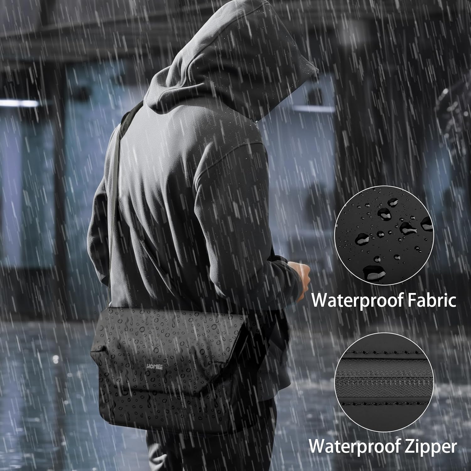 HOMIEE Messenger Bag for Men, Waterproof Shoulder Bag Lightweight Crossbody Bag Sling Satchel Bags with Laptop Compartment - Image 2
