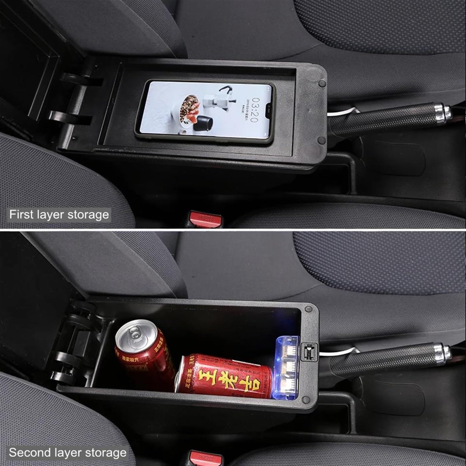 Scatola Bracciolo Con Supporto Multifunzionale Cuscino In PU Accessori Per La Modifica Degli Interni Dell'auto Per Vitara Consolle centrale(1 Real Corium)