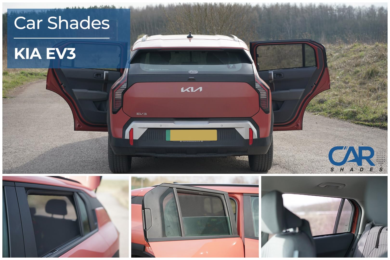 CAR SHADES Set (Porte Laterali Posteriori) Compatibile con Kia EV3 2024- (2-Parti) Tendine Parasole su Misura