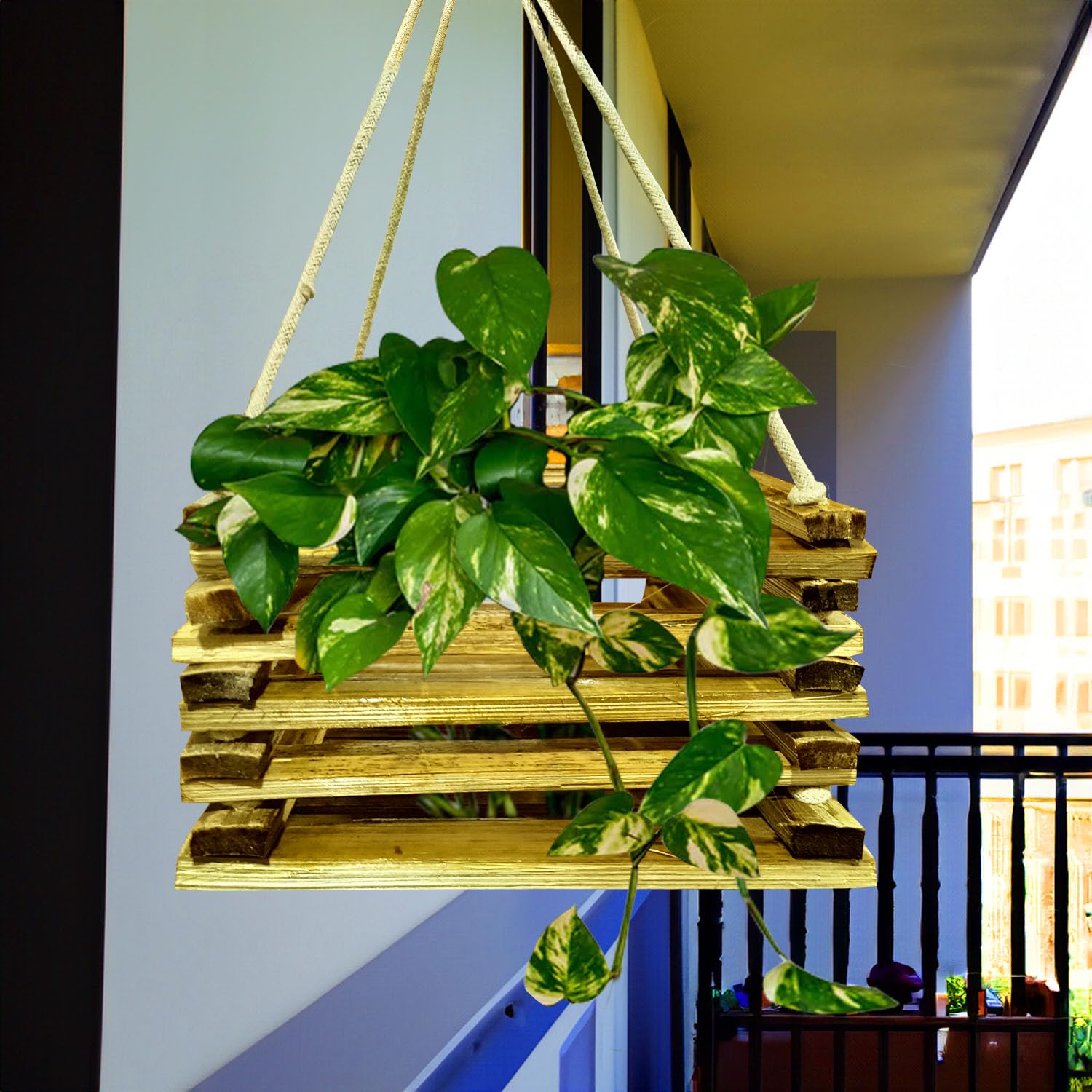 Gachwala Hanging Plant Basket - Handmade Bamboo Planter Natural Wooden Hanging Planter- Perfect for Home & Garden Decor (B0D9XL9NZ8) Amazon Price History, Amazon Price Tracker