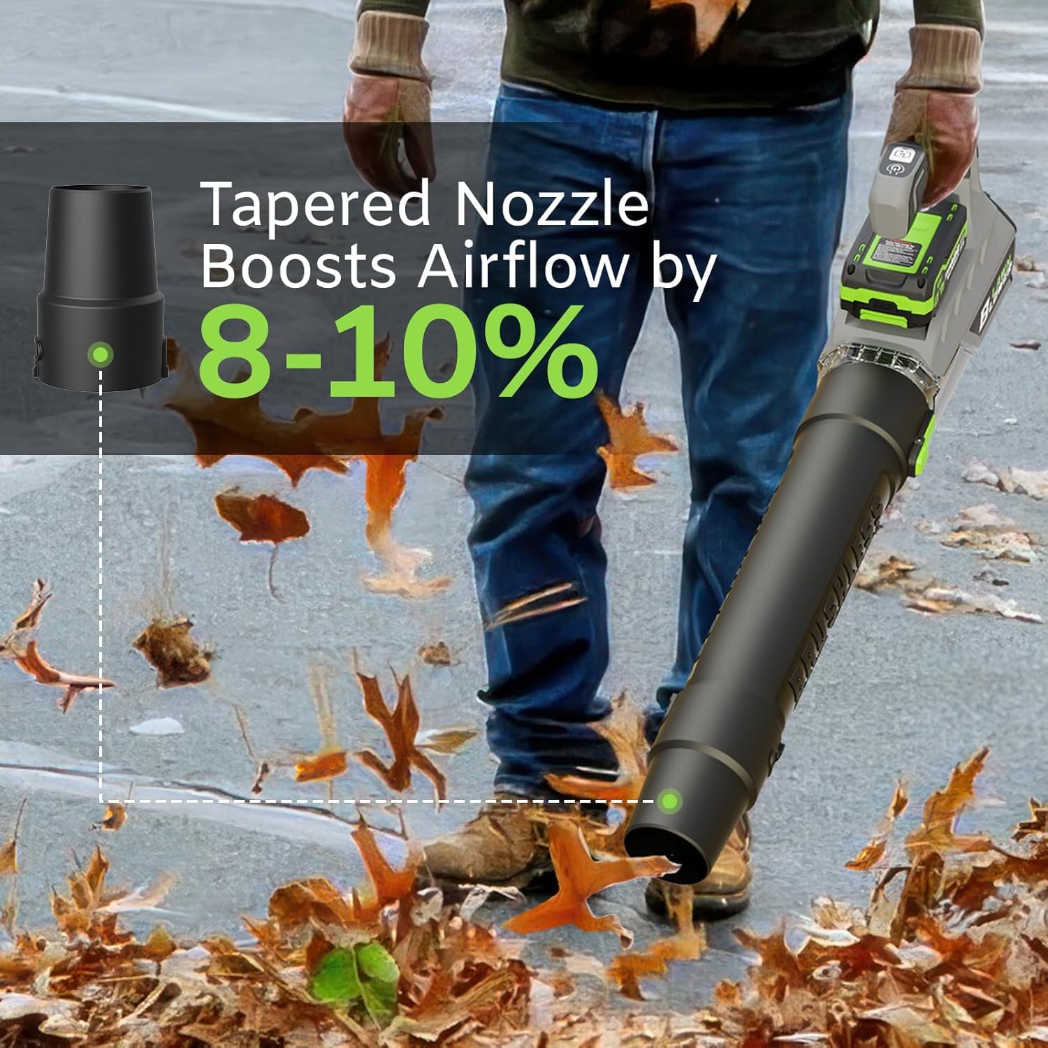 Soffiatore per Foglie a Batteria Elettrico da Giardino Aspirapolvere e Trituratore Trinciatrice Leggera 18300 Giri/min con Caricabatterie la Cura del Prato Talee Polvere Patio Neve Host + battery*2