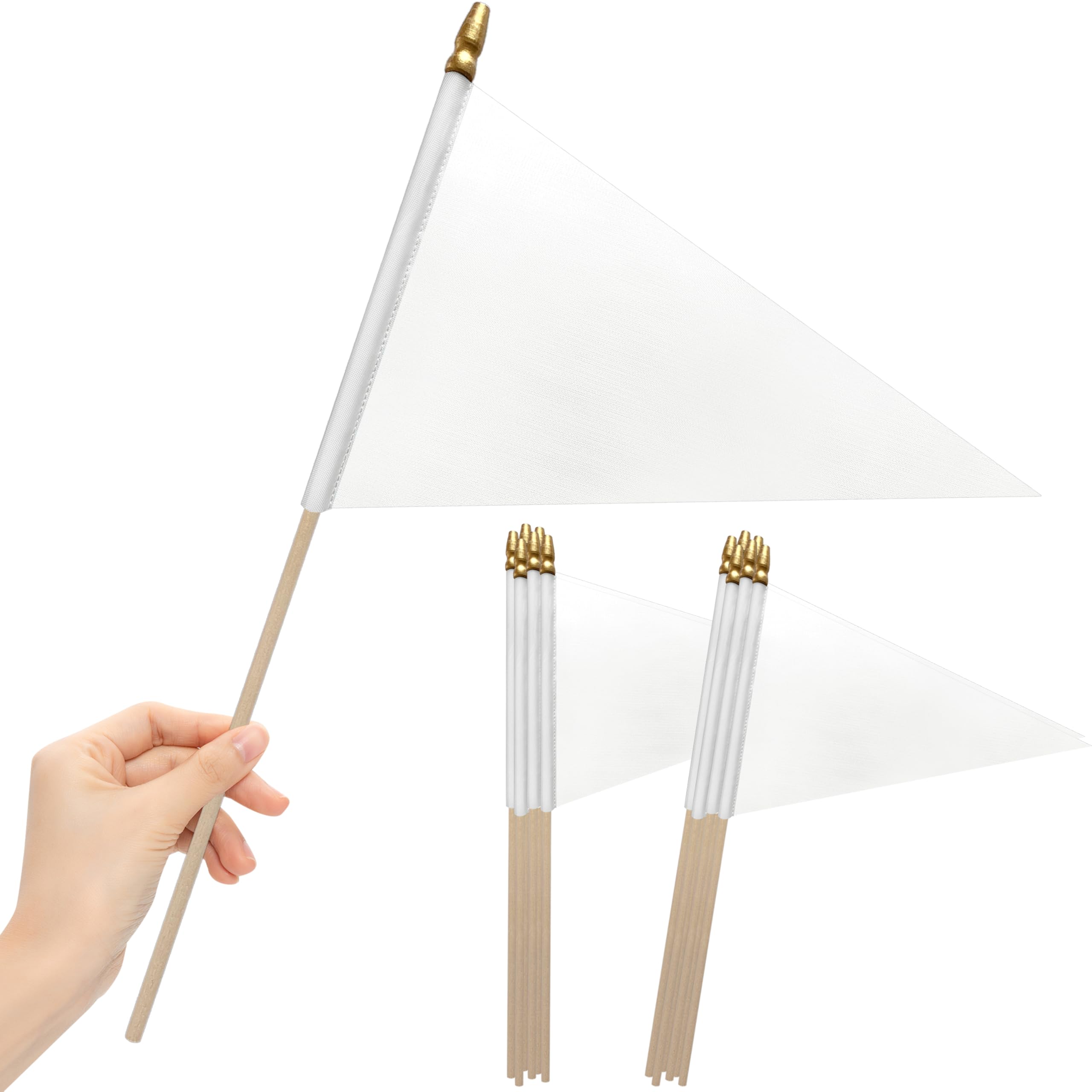 Photo 1 of LoveVC 12Pcs 8×12 Inch Solid White Pennant Flags Small Blank Sublimation Flags on Wood Stick Mini Handheld DIY Graffiti Flag,Party Decorations for Grand Opening,Kids Birthday,Carnival