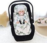 DILIMI Insert de siège de voiture pour bébé, tête de siège pour bébé avec 3 Paddings de sangle, Coussin de siège de voiture pour poussette, Swing, Bouncers, Vérification verte