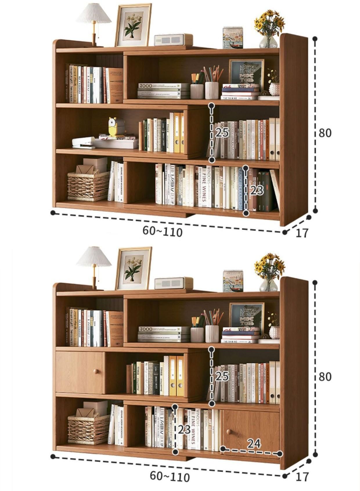 Amazon.co.jp: デスク上置き棚 本棚 収納ラック 伸縮型 幅60～110×奥行