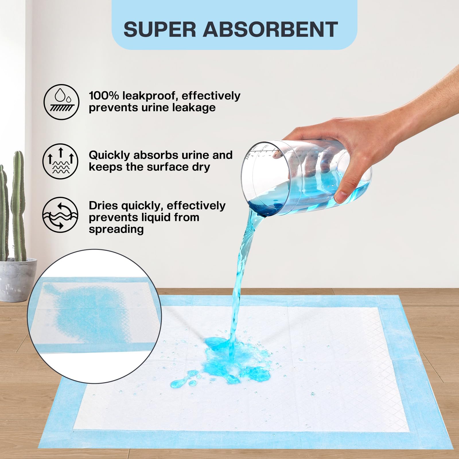 100 Pièces Alaise pour Chien, 60 × 60 cm Aleses Jetables pour Chien, Anti-Fuite et Résistante - Tapis Absorbant Chien, Super Absorbants, Apprentissage de la Propreté