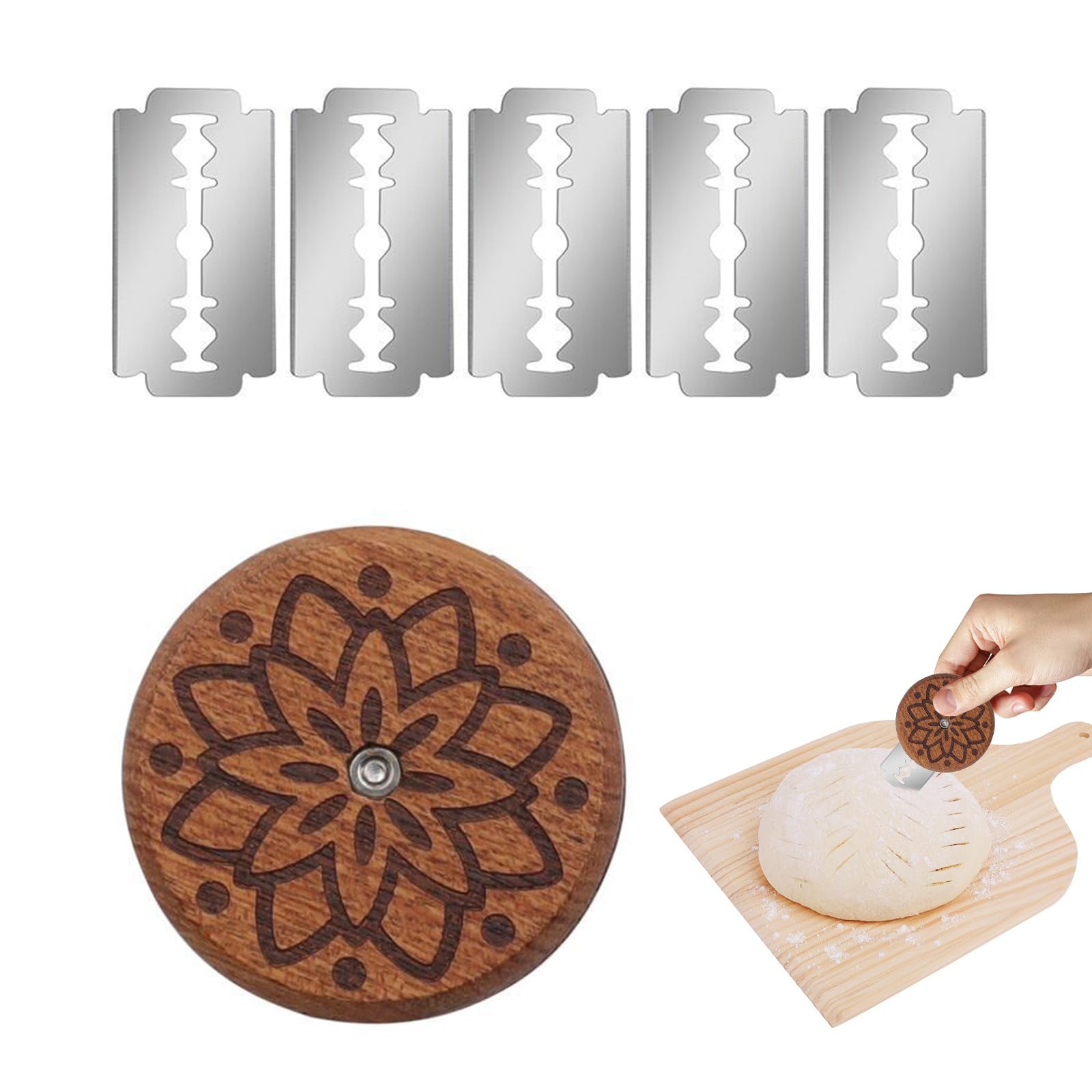 5-Piece Bread Knife and Scoring Tool Set - Dough Scorer, French Bread Cutter Razor for Sourdough Baking