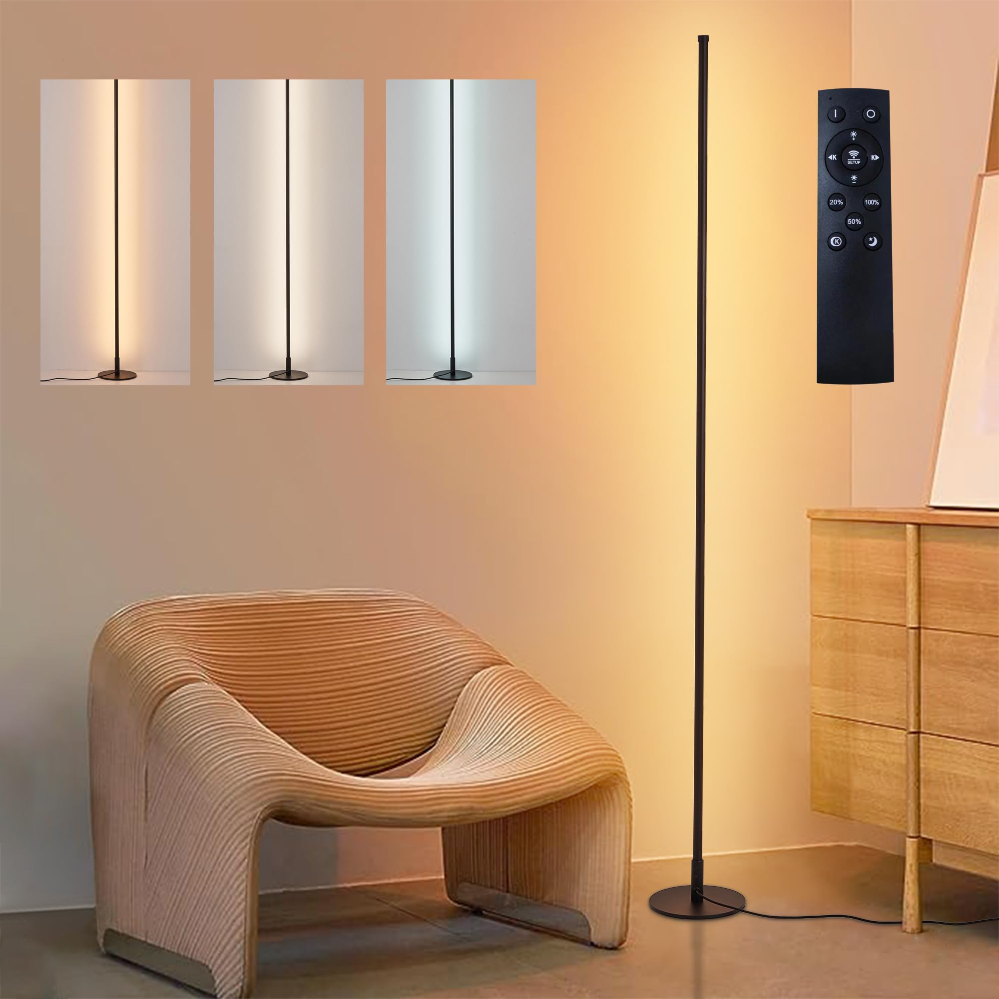 38°GARDEN Black Modern Floor Lamp, 56