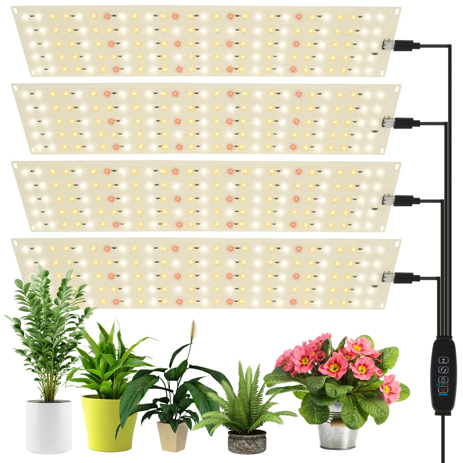 Amazon.co.jp: 4pcs LED植物育成ライト 調光可能植物成長ライト フルスペクトル植物用 成長ライト調整可能 輝度植物成長 ...