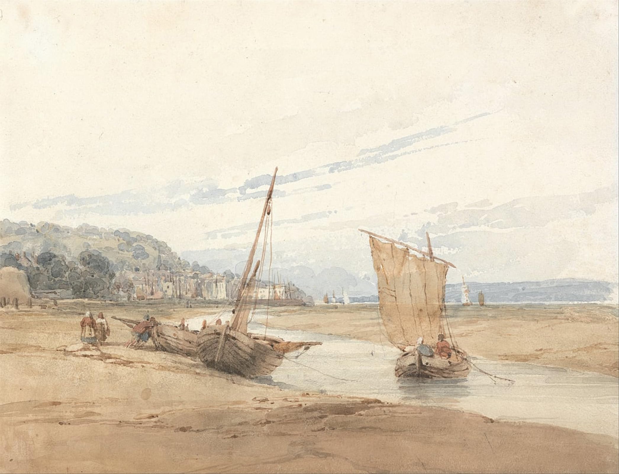 SERENDIPITP Aesthetic Poster Photo Wall Print Retro Picture Near Honfleur by Richard Parkes Bonington Modern Wall Artwork for Home Decor 60x90cm