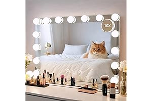 22'' Lighted Vanity Mirror with 15 Dimmable LED Bulbs and 10x Magnification