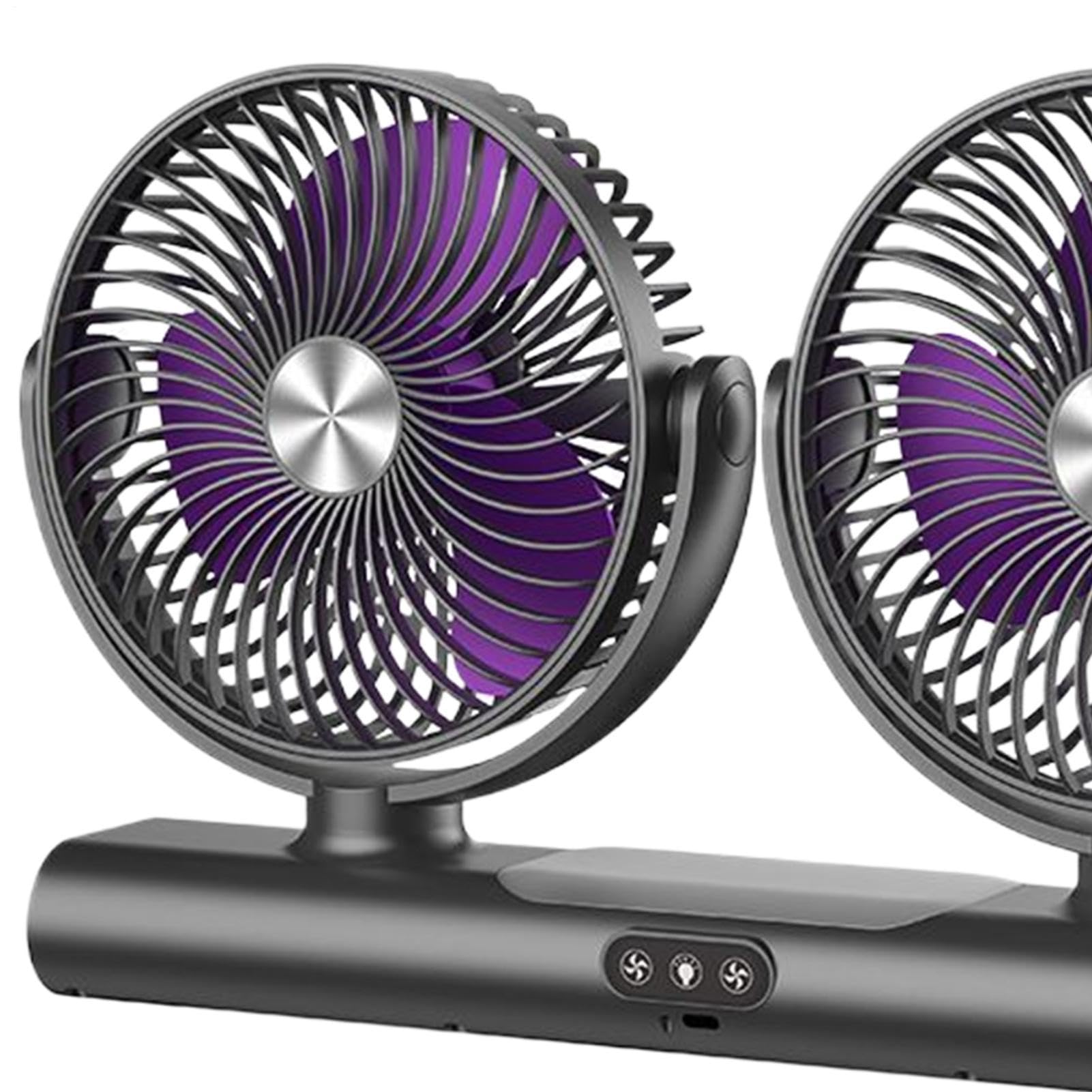 Ventilatore Di Raffreddamento Per Automobili - Doppia Testa USB Ricaricabile A 3 Velocità,Ventola per Cruscotto di Camion,per Veicoli di Vari Tipi inclusi Rimorchi Autovetture Berlina Pick-up ATV SUV