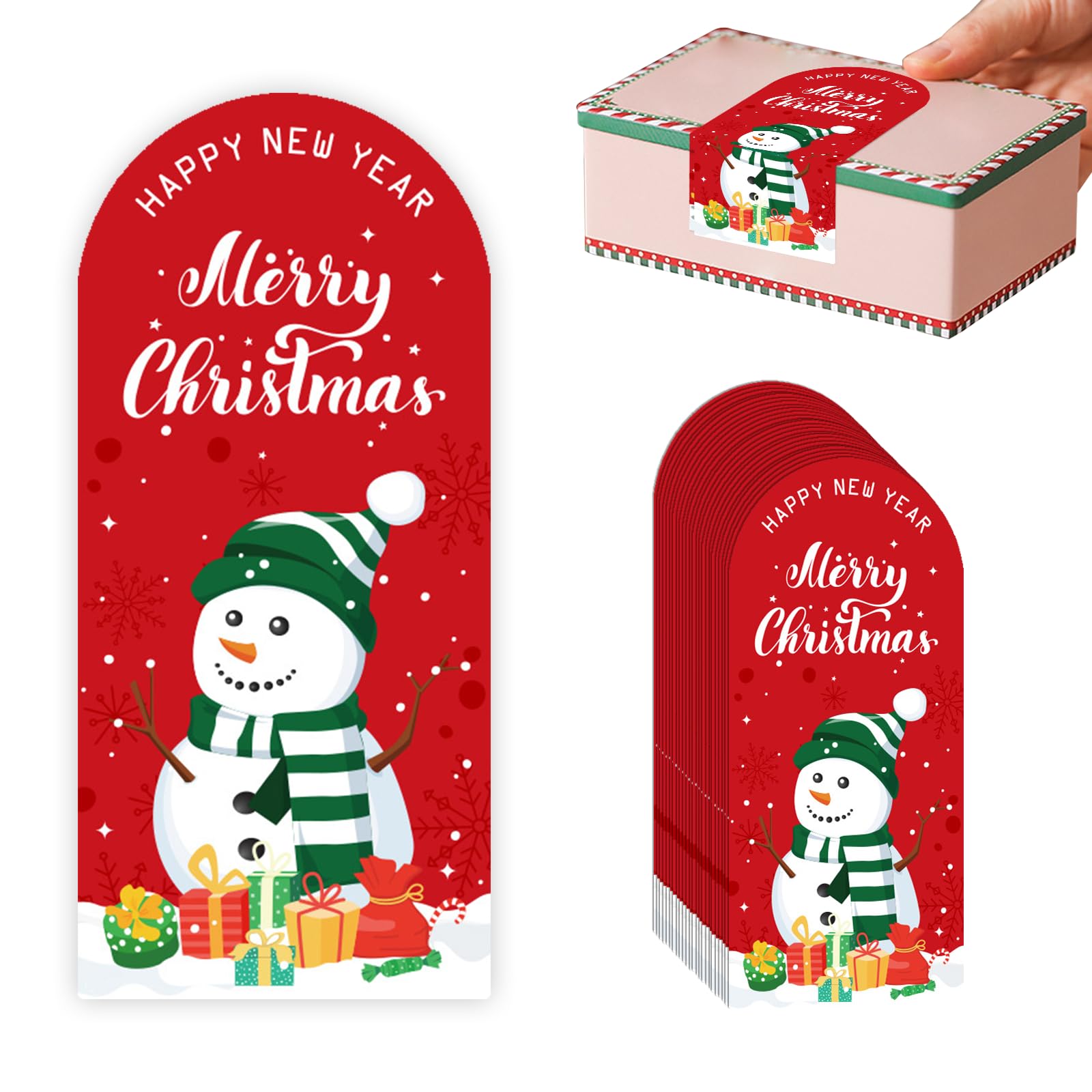 Christmas Stickers 50PCS, Merry Christmas Tag Gift Box Sealing Stickers Self Adhesive Seal Labels (White)