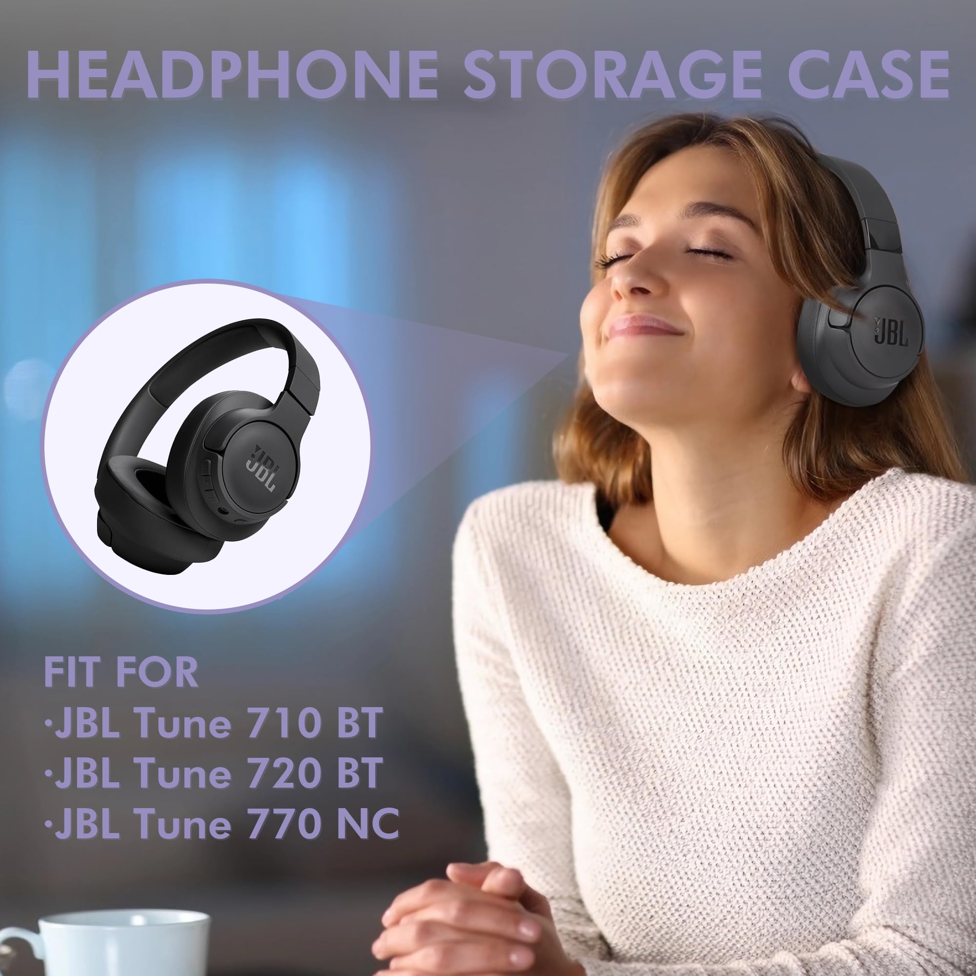 Custodia portatile per cuffie JBL Tune 710BT 720BT, custodia rigida in EVA per cuffie wireless con tasca per cavo