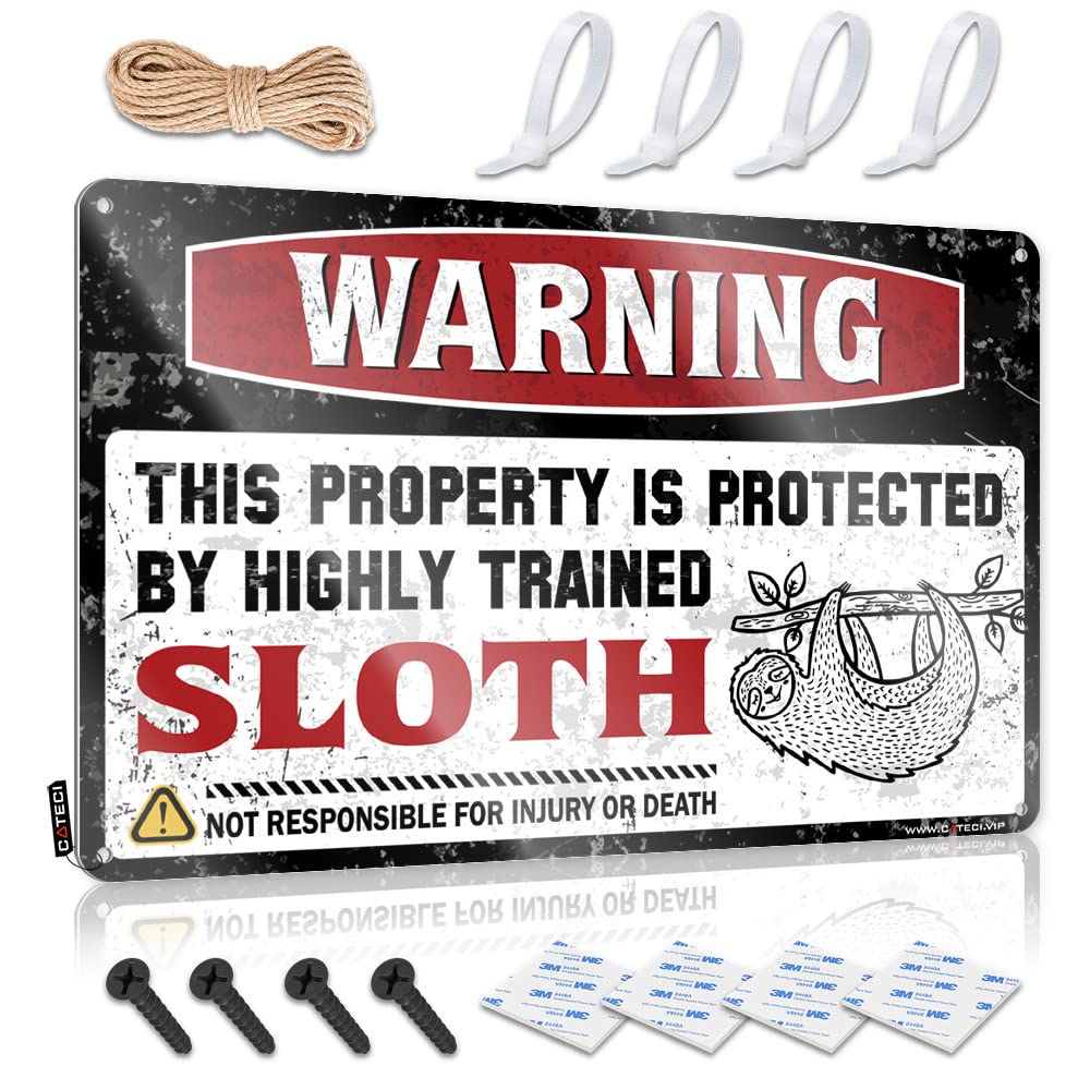 Artwork Western Bathroom Decorations - Warning This Property Is Protected By A Highly Trained Sloth Rustic Wall Art Housewarming Easy Hang For Tiki(30X40CM)