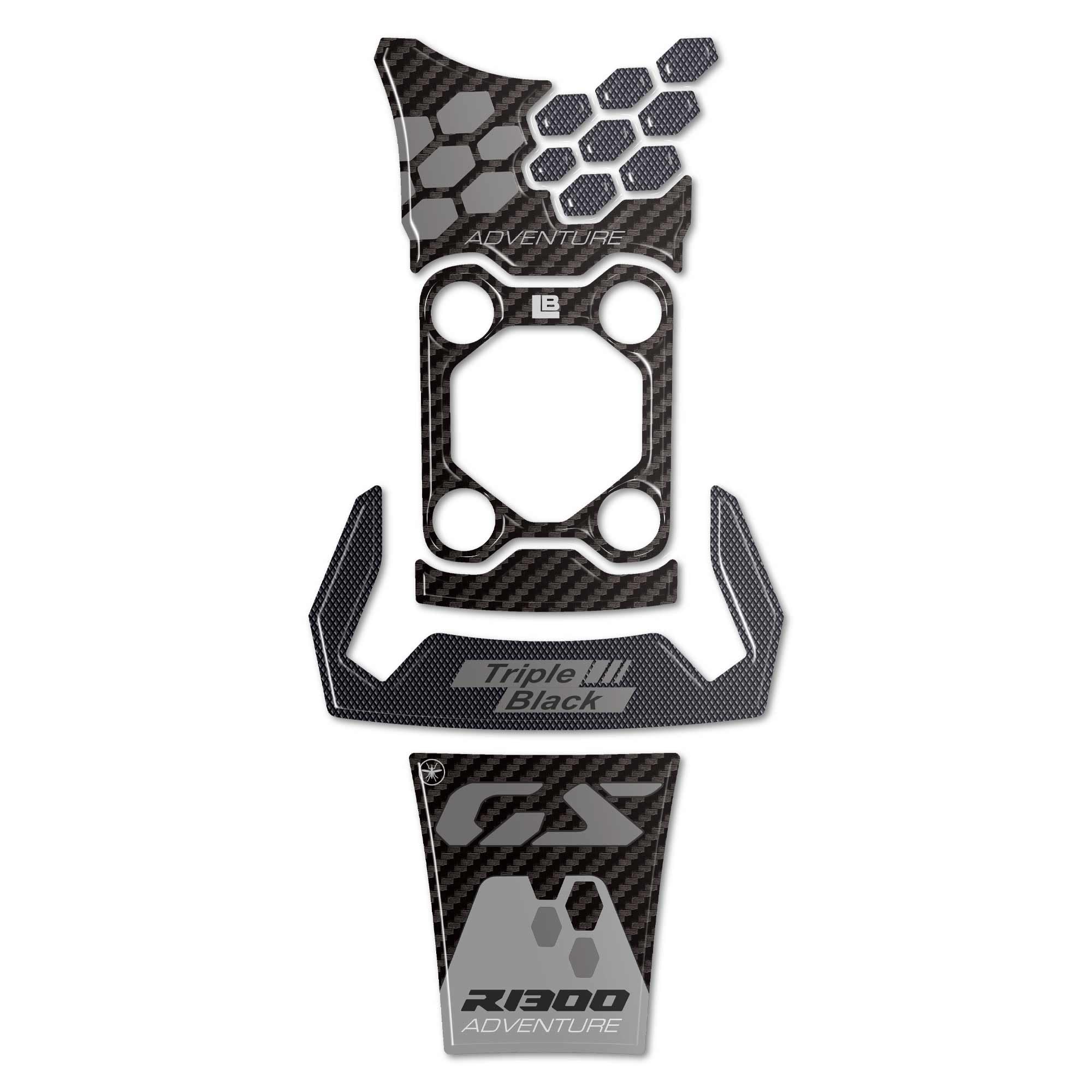 labelbike - Autocollant 3D Moto Réservoir Protection et Décoration en Résine compatible avec BMW R1300 GS Adventure Couleur Gris