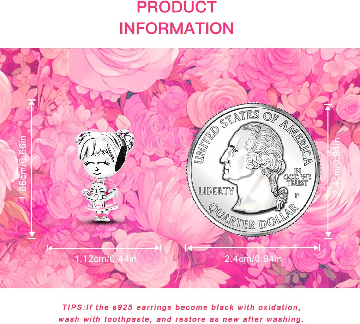 925 Sterling Silver Charms Beads for Bracelets Necklaces, Airplane Passport Sister Heart Coffee Music Book Travel Pendant, Pink Color Cute Animal Jewelry Graduation Birth Gifts for Women Men - Image 6