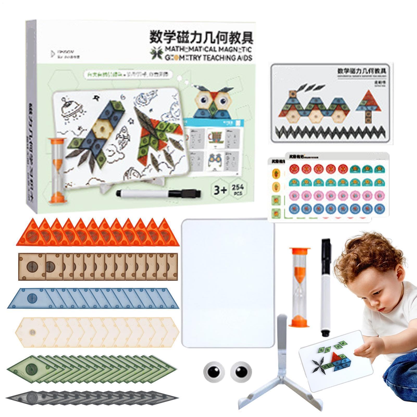 Puzzle de bloques magnéticos, juego de pensamiento geométrico, herramienta | de enseñanza matemática, juego de de patrones creativos, lógico para niñas y aulas