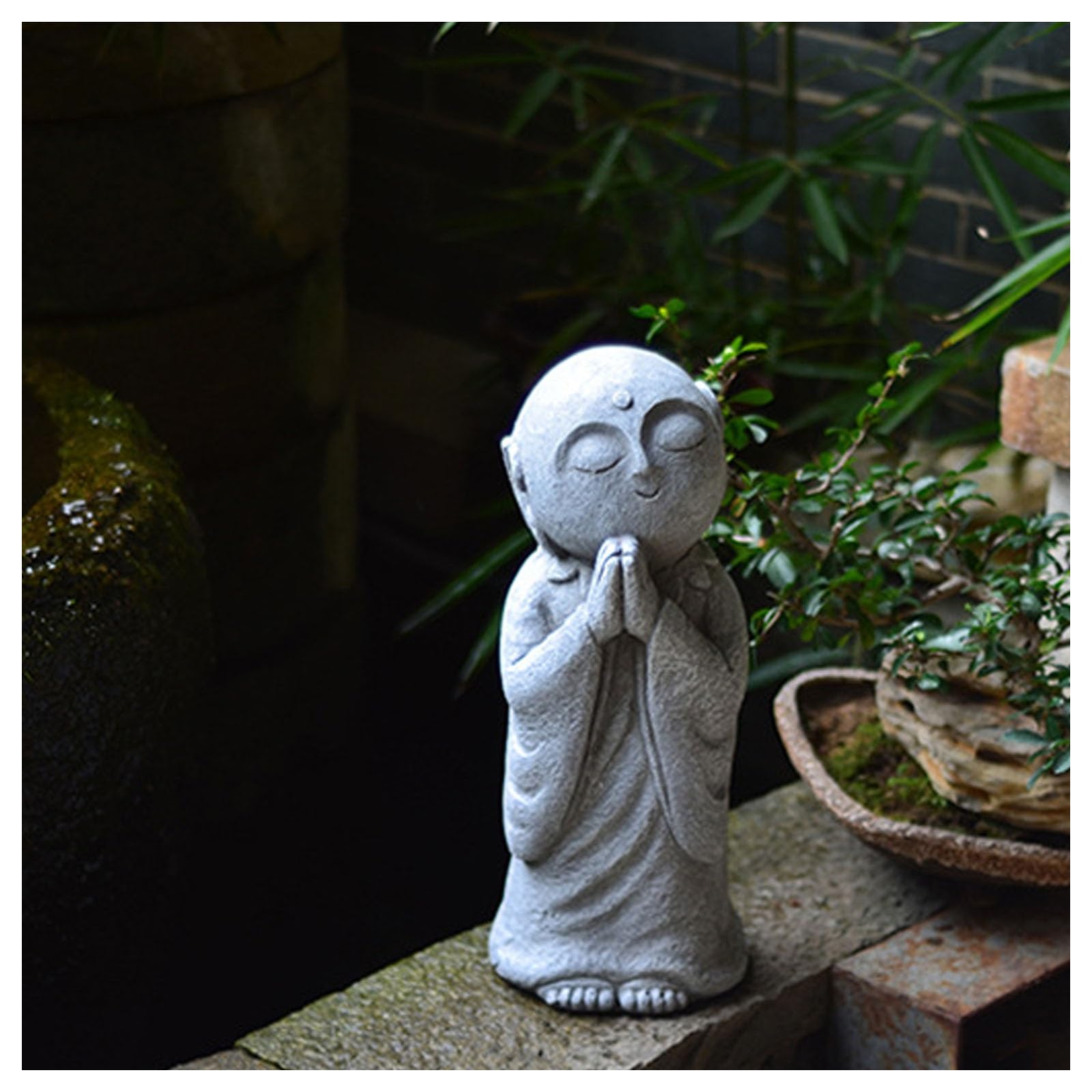 Statue de Bouddha Jizo Ornement Jardin Zen Bouddha Moine Statue Moine Décoration Figures Statue de Bouddha Robuste for l'extérieur de la Maison ou Votre Jardin comme décoration extérieure
