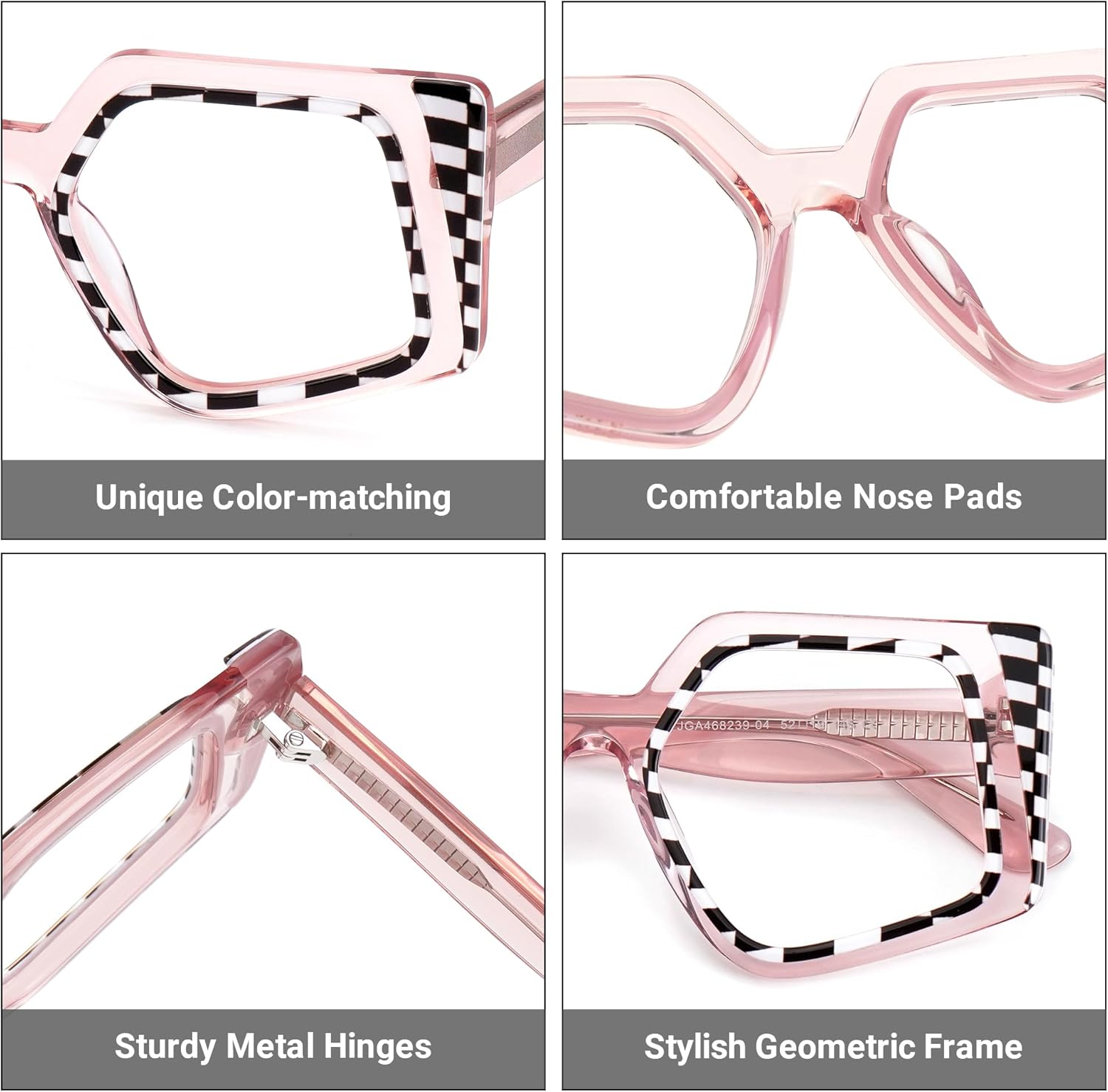 Zeelool Oversized Eyeglasses Frames for Women Geometric Blue Light Glasses Non Prescription Eyewear Frames - Image 3