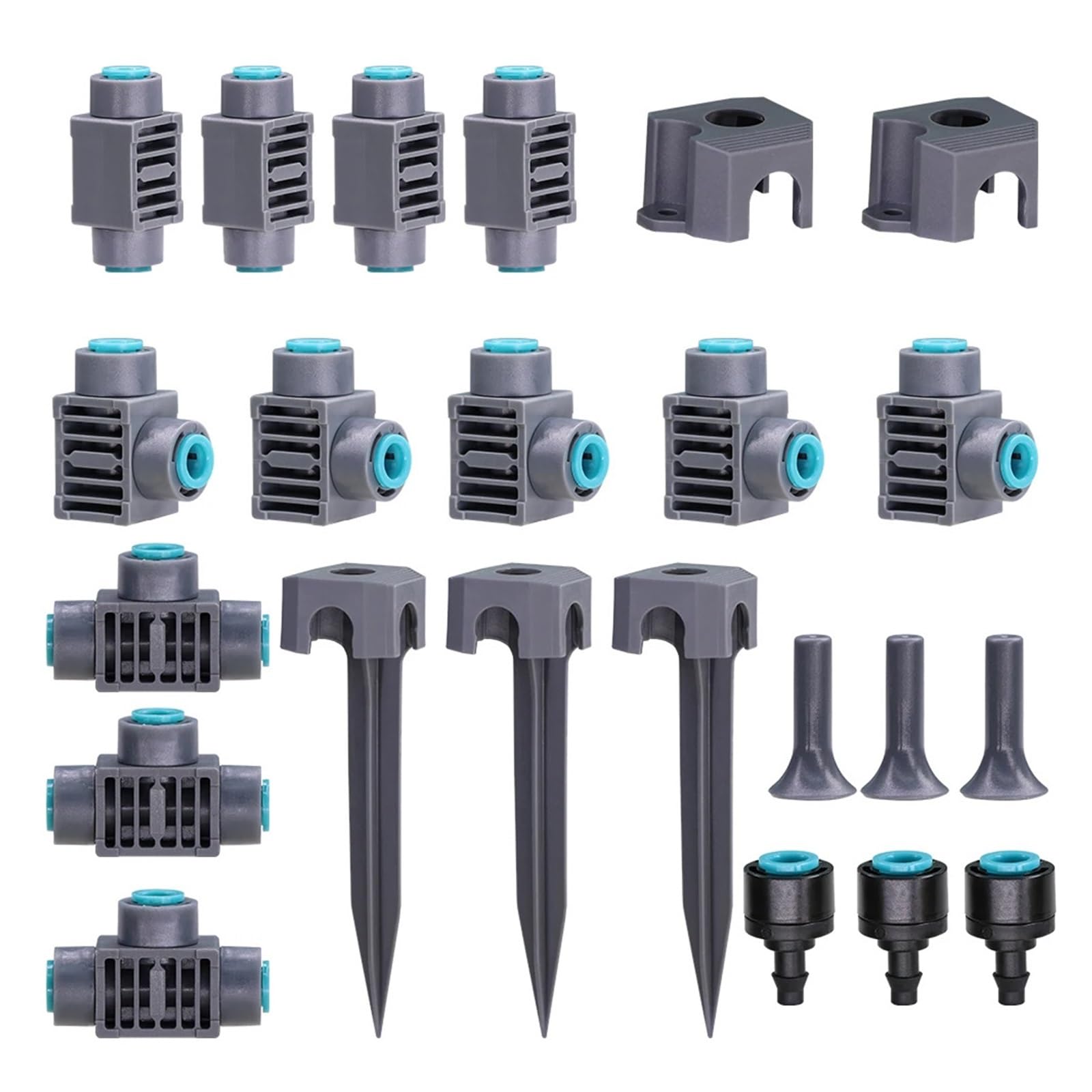 10/20 piezas 1/4 ''empuje rápido 2/3/4 vías enchufe estaca resistente 4/6-7MM acoplamiento de manguera Accesorios Neumáticos acuario for accesorio jardín(A,20pcs)