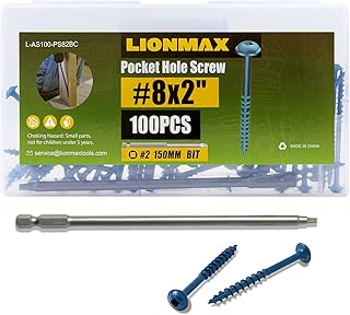 LIONMAX Pocket Hole Screws 2 Inch, 100 PCS Ex...,