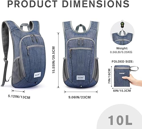 Miniatura 3 de G4Free Mochila de senderismo de 10L15L Mochila de senderismo plegable ligera Mochila de viaje pequeño al aire libre plegable bolsa de hombro