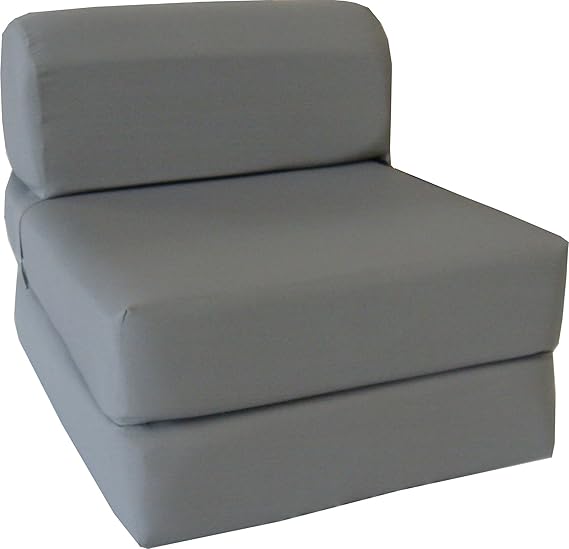 D&D Futon Furniture Gray Sleeper Chair Folding Foam Bed