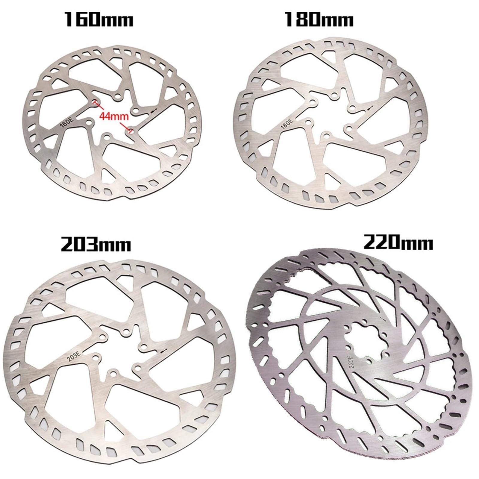 Disques de Frein Avant Disque de frein à disque de 2,3 mm d'épaisseur pour VTT, vélo électrique, moto, 140/160/180 mm, 203 mm, 220 mm, 6 boulons(1pcs 180mm)