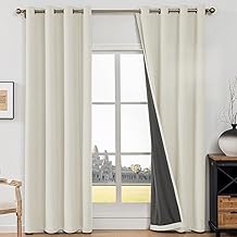 Blackout Curtains for Indoor 2 Pieces, 140 x 160 cm, Curtains for Living Room Linen, Thermal Insulated Curtain for Interior, Sound Absorbing Curtain with Rings, for Bedroom Bedroom, White