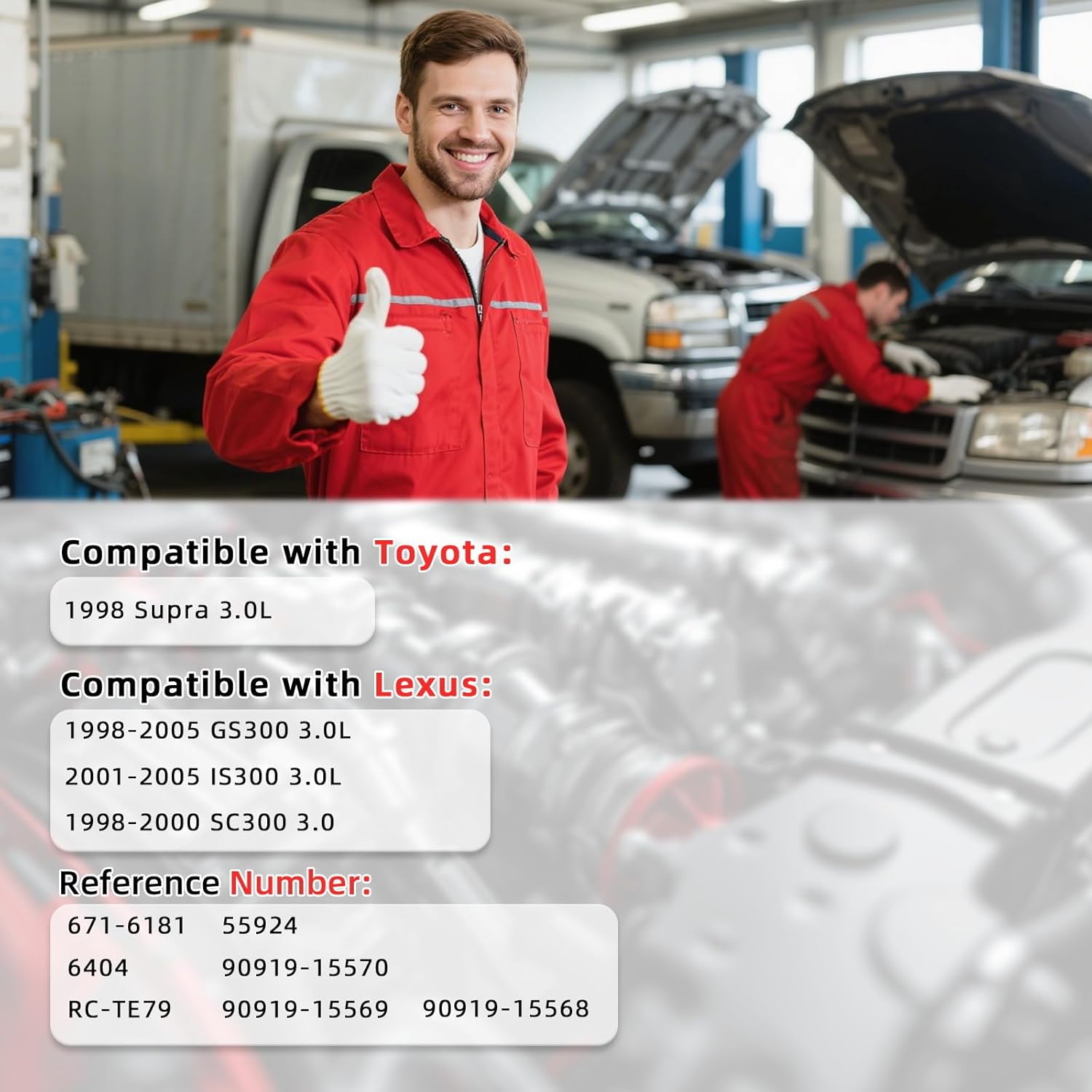 Set of 3 PCS Ignition Spark Plug Wires 90919-15570 6404 RC-TE79 & 6 Iridium Spark Plugs Set Compatible with Toyota Lexus 2001-2005 IS300 1998-2000 SC300 1998-2005 GS300 Supra 3.0L V6