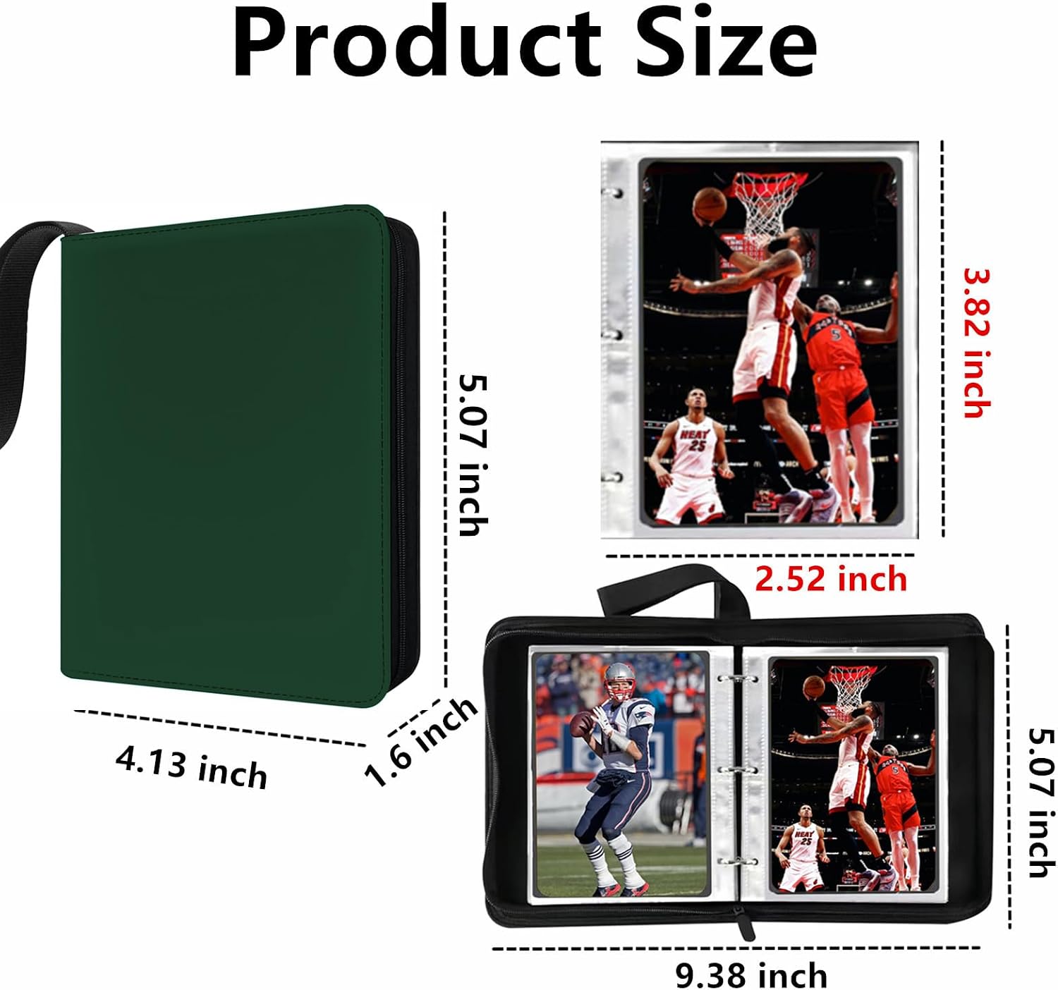 Mini Card Binder 1-Pocket - Super Lightweight Zipper Binder Holds 80+ Trading Cards, Top Loading Collectible Album for TCG, MTG, Sports & Game Cards, Portable Gift for Girls & Collectors (Green)