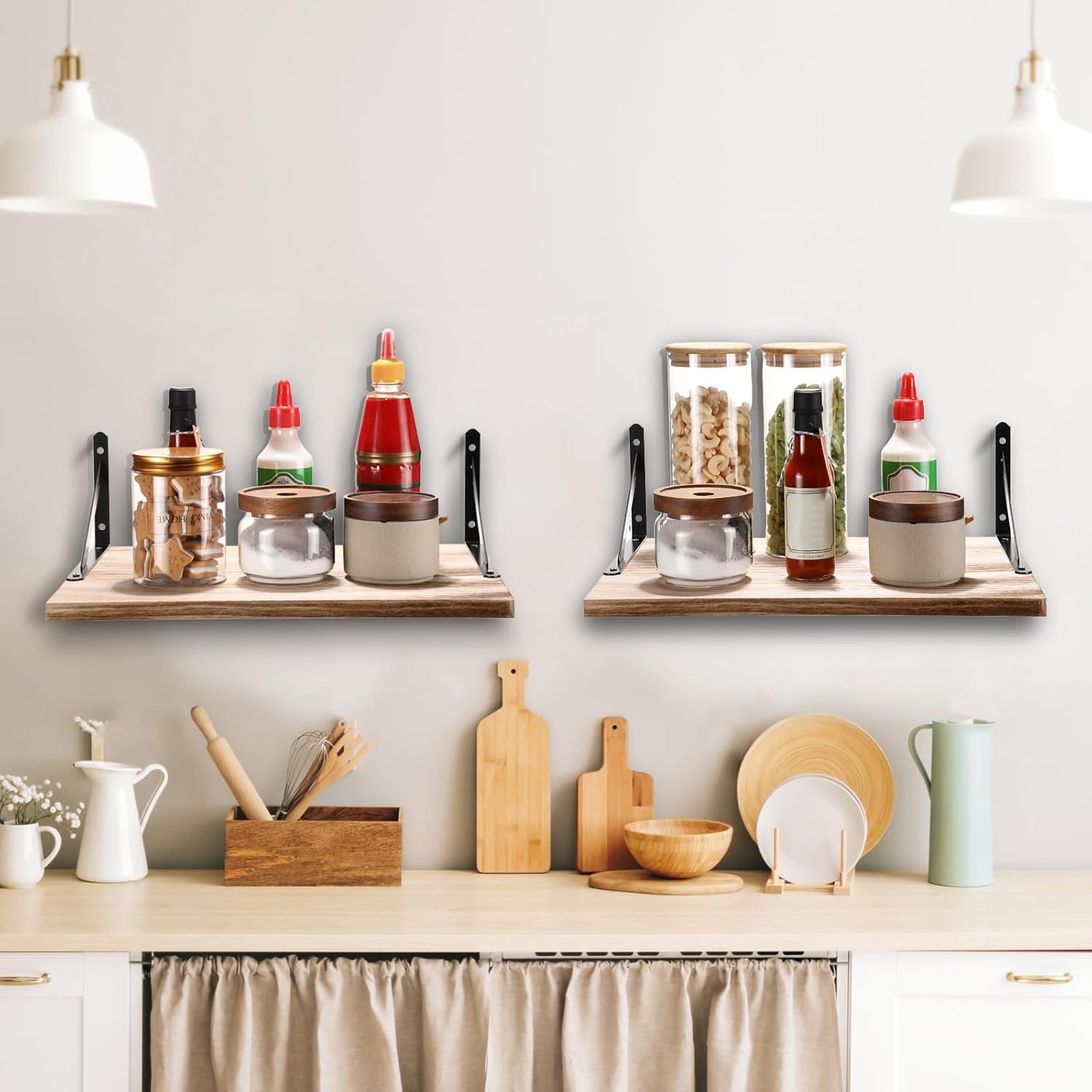 3 Set Deep Floating Shelves for Wall, 12 Inch Deep Wall Mounted Hanging Shelves Large Ledge for Living Room, Kitchen, Office, Bathroom and Bedroom Decor; Storage and Display Shelf Set