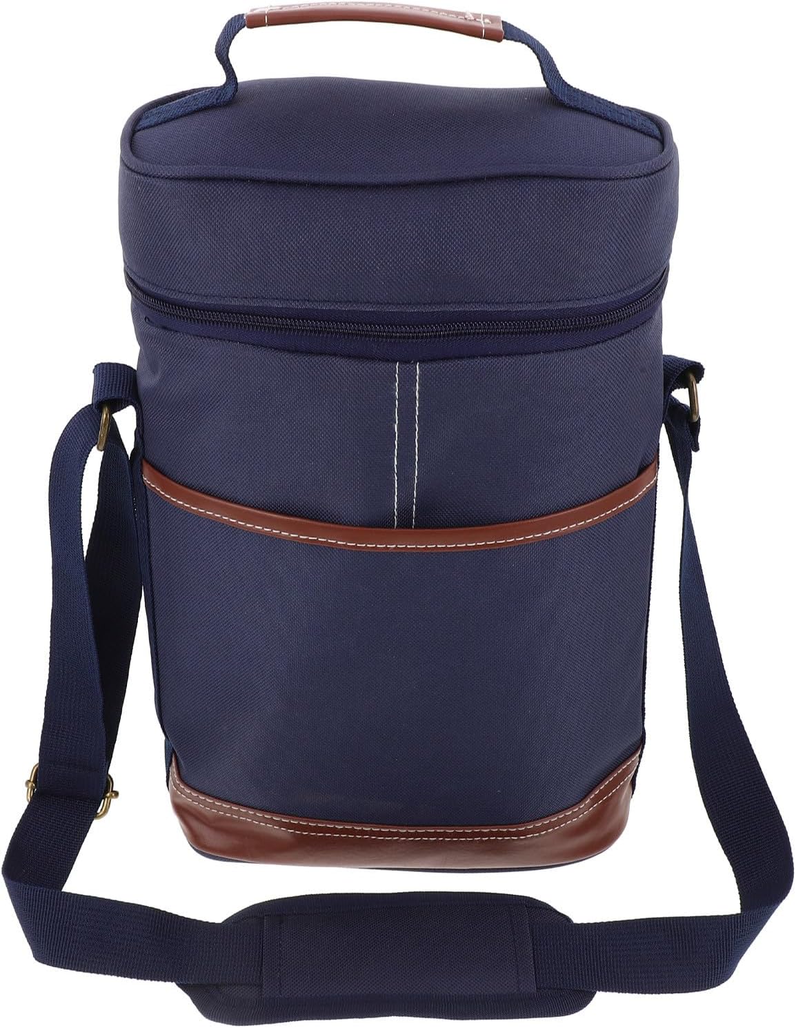 Wine Present Carrier - Insulated Wine Carrying Cooler Tote with Handle and Adjustable Shoulder Strap for Travel or Picnic Blue