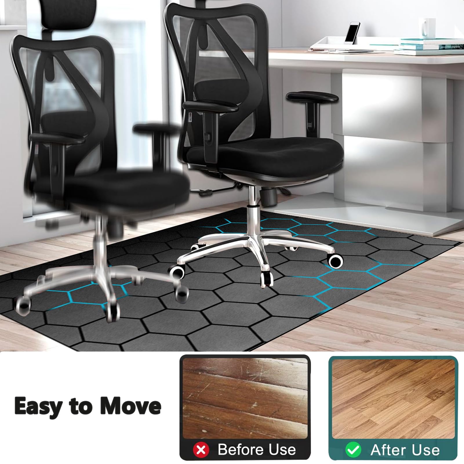 Tappetino Protettivo per Pavimenti Duri, Tappeto Sedia Gaming, Tappeto per Sedia con Ruote, Ufficio Protettore del Pavimento, Tappeto Salvapavimento Protezione Parquet e Pavimenti Duri 90 x 120 cm