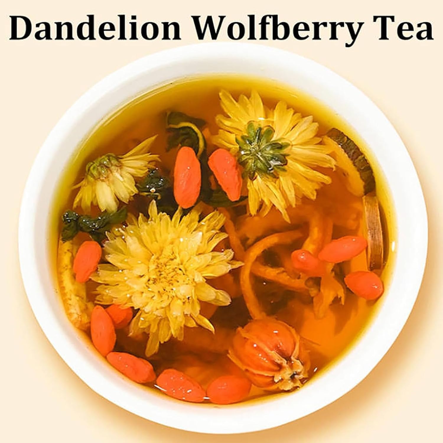 Golden Bloom Goji Tea,Dandelion Wolfberry Tea- Supports Kidneys & Liver Health Tea, Six Herbal Ingredients 120gper Pack Dandelion Wolfberry Liver Health Chinese Tea Bags Organic (2PCS)