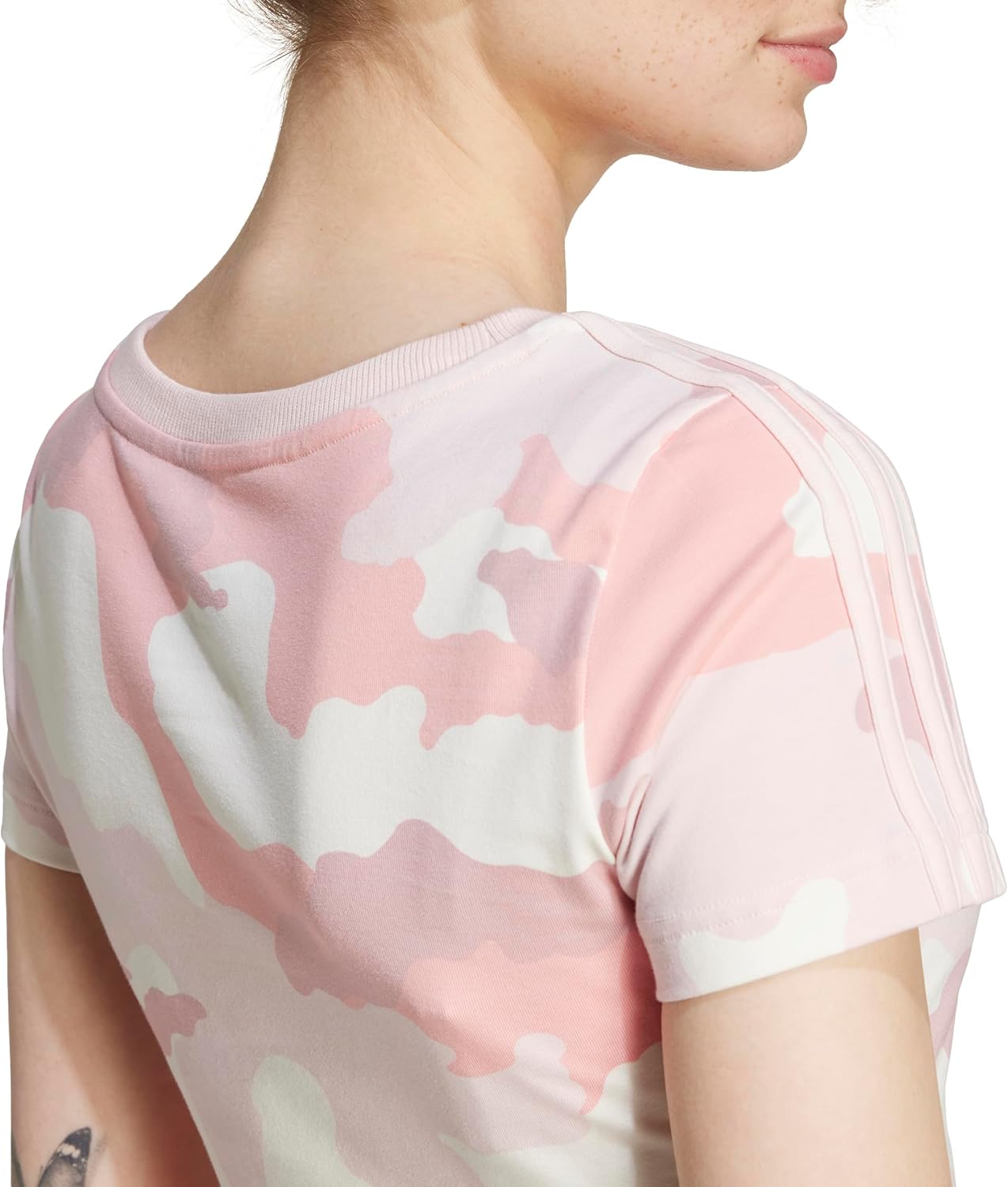 Adidas Womens Essentials 3-Stripes Camouflage Printed Baby T-Shirt - Image 4