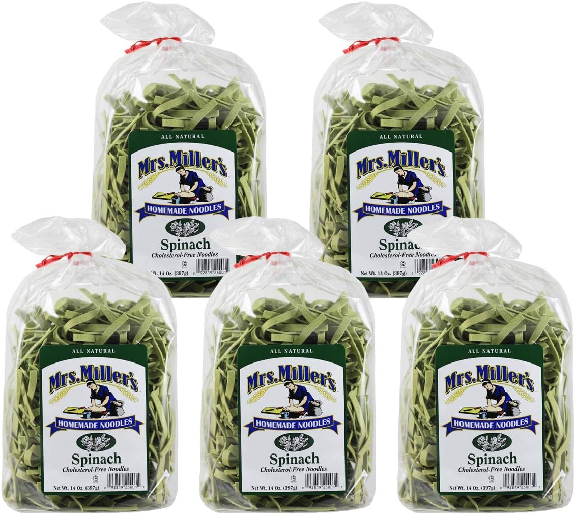 Mrs. Miller's Homemade Noodles, Spinach, 14 OZ (Pack of 5)