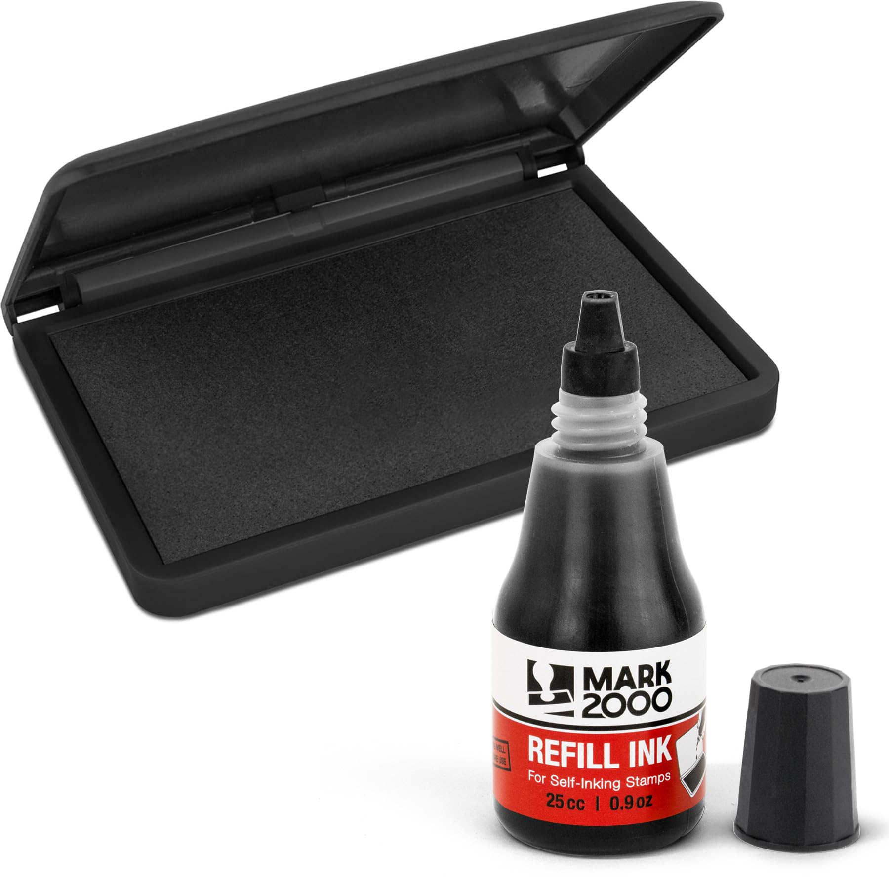 Mark 2000 Tinta de repuesto negra de alta calidad + almohadilla de sello – 2 x 4 pulgadas – Almohadilla de fieltro de calidad